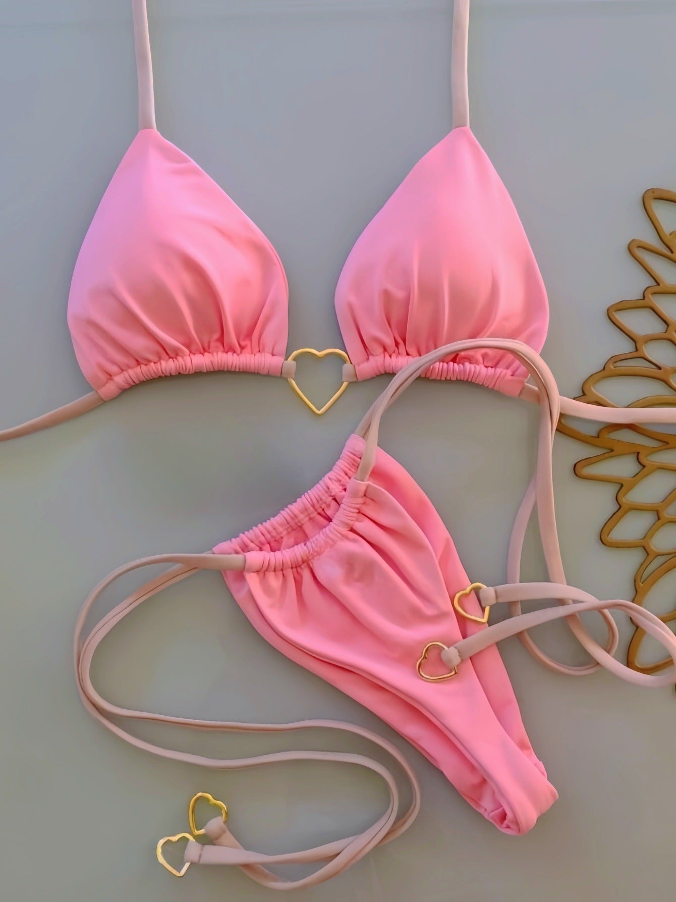 Nylon Solid Color Love Bikini Low Waist Lace up Bella Mia